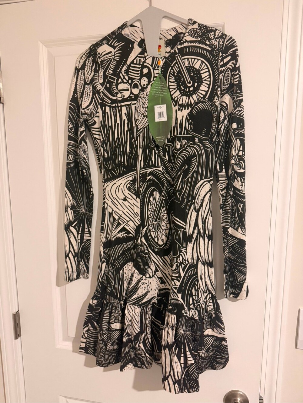 NWT Farm Rio Black Ruta Ruffled Hem Mini Dress - Picture 2 of 4